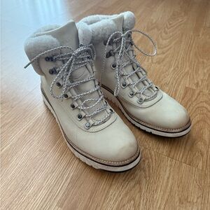 Cole Haan Cream Lace-Up Winter Boots